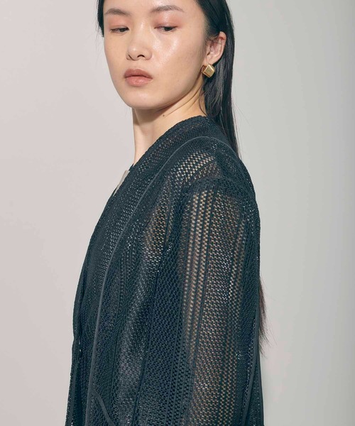 PUBLIC TOKYO(パブリックトウキョウ)の「メッシュノーカラーJKT(ノーカラージャケット・レディース・ホワイト/ブラック・FREE)」の7枚目の写真