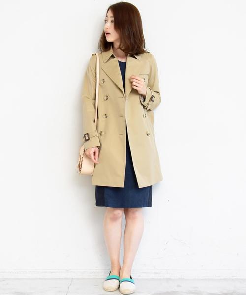 BEAUTY&YOUTH UNITED ARROWS（ビューティーアンドユースユナイテッドアローズ）の「BYTF 60/2 ミドルトレンチコート о（トレンチコート・レディース・ベージュ/ネイビー・MEDIUM/SMALL）」の4枚目の写真