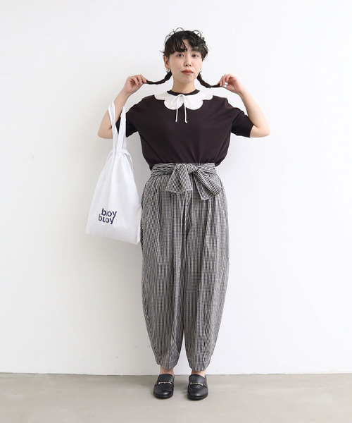 AMBIDEX(アンビデックス)の「お花衿インターシャクループルオーバー(ポロシャツ・レディース・ダークブラウン/ネイビー・FREE)」の20枚目の写真