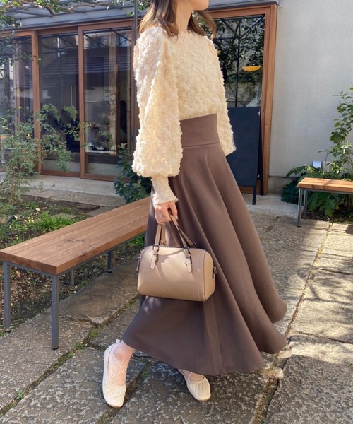 one after another NICE CLAUP(ワンアフターアナザーナイスクラップ)の「バックレースアップフレアロングスカート(スカート・レディース・ブラック/ブラウン/キャメル/ライトベージュ・SMALL/MEDIUM)」の20枚目の写真