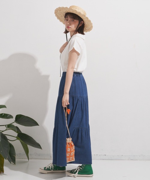 MERLOT(メルロー)の「まる襟フレンチスリーブカットソー(Tシャツ/カットソー・レディース・ホワイト/ブラック/ターコイズブルー・FREE)」の9枚目の写真