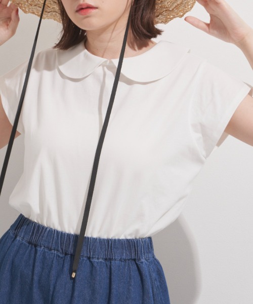 MERLOT(メルロー)の「まる襟フレンチスリーブカットソー(Tシャツ/カットソー・レディース・ホワイト/ブラック/ターコイズブルー・FREE)」の16枚目の写真