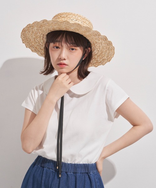 MERLOT(メルロー)の「まる襟フレンチスリーブカットソー(Tシャツ/カットソー・レディース・ホワイト/ブラック/ターコイズブルー・FREE)」の8枚目の写真