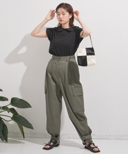 MERLOT(メルロー)の「まる襟フレンチスリーブカットソー(Tシャツ/カットソー・レディース・ホワイト/ブラック/ターコイズブルー・FREE)」の10枚目の写真