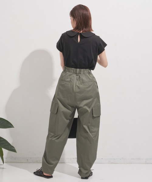 MERLOT(メルロー)の「まる襟フレンチスリーブカットソー(Tシャツ/カットソー・レディース・ホワイト/ブラック/ターコイズブルー・FREE)」の6枚目の写真