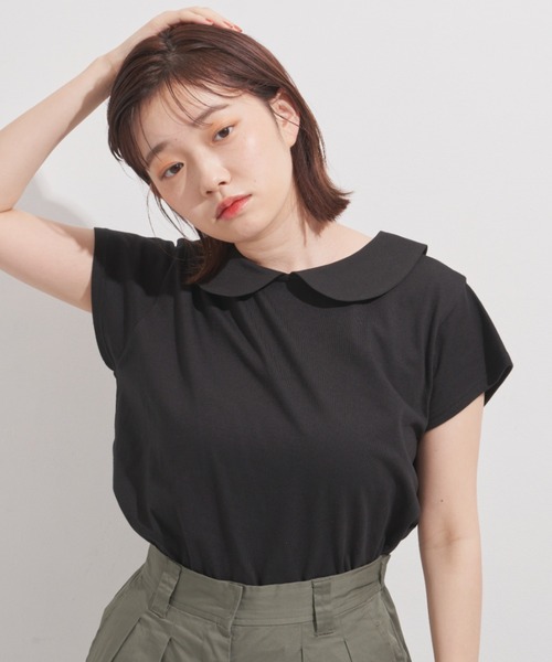 MERLOT(メルロー)の「まる襟フレンチスリーブカットソー(Tシャツ/カットソー・レディース・ホワイト/ブラック/ターコイズブルー・FREE)」の17枚目の写真