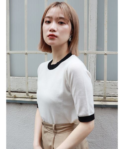 MURUA(ムルーア)の「【WEB限定】バイカラーラメニット(ニット/セーター・レディース・ホワイト/ブラック/ブラウン/グリーン・FREE)」の7枚目の写真