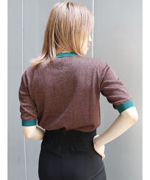MURUA(ムルーア)の「【WEB限定】バイカラーラメニット(ニット/セーター・レディース・ホワイト/ブラック/ブラウン/グリーン・FREE)」の9枚目の写真