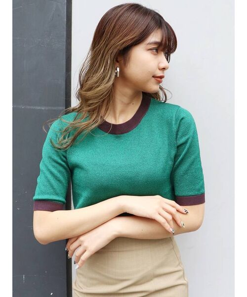 MURUA(ムルーア)の「【WEB限定】バイカラーラメニット(ニット/セーター・レディース・ホワイト/ブラック/ブラウン/グリーン・FREE)」の18枚目の写真