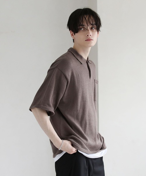 ASTRONOMY（アストロノミー）の「ウォッシャブルニットポロシャツ（ポロシャツ・メンズ・ブラック/グレー/ブルー/グリーン/モカ・XL/M/L）」の4枚目の写真