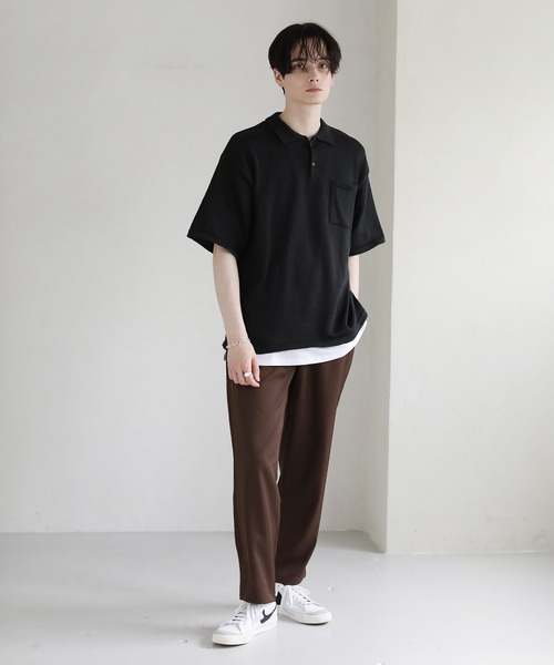 ASTRONOMY（アストロノミー）の「ウォッシャブルニットポロシャツ（ポロシャツ・メンズ・ブラック/グレー/ブルー/グリーン/モカ・XL/M/L）」の8枚目の写真