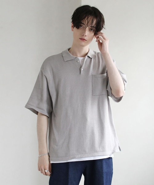 ASTRONOMY（アストロノミー）の「ウォッシャブルニットポロシャツ（ポロシャツ・メンズ・ブラック/グレー/ブルー/グリーン/モカ・XL/M/L）」の9枚目の写真