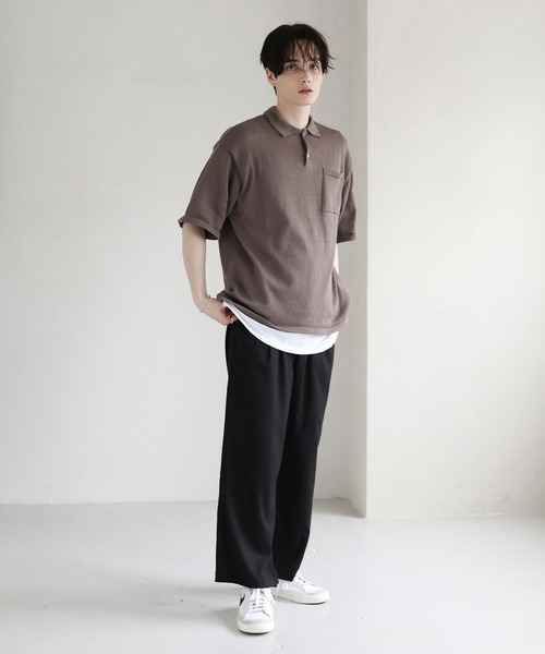 ASTRONOMY（アストロノミー）の「ウォッシャブルニットポロシャツ（ポロシャツ・メンズ・ブラック/グレー/ブルー/グリーン/モカ・XL/M/L）」の14枚目の写真