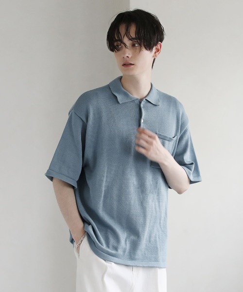 ASTRONOMY（アストロノミー）の「ウォッシャブルニットポロシャツ（ポロシャツ・メンズ・ブラック/グレー/ブルー/グリーン/モカ・XL/M/L）」の18枚目の写真