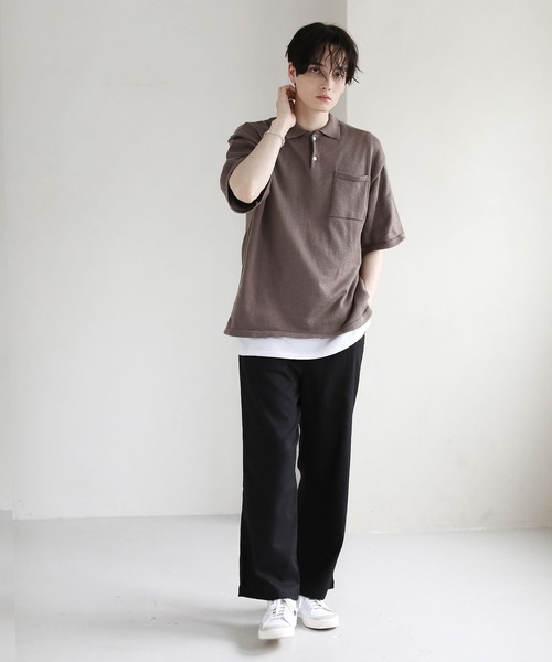 ASTRONOMY（アストロノミー）の「ウォッシャブルニットポロシャツ（ポロシャツ・メンズ・ブラック/グレー/ブルー/グリーン/モカ・XL/M/L）」の13枚目の写真