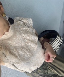 toucher du brise | 【清水夏姫コラボ】フリル切替総レースブラウス(シャツ/ブラウス)