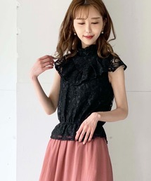 toucher du brise | 【清水夏姫コラボ】フリル切替総レースブラウス(シャツ/ブラウス)