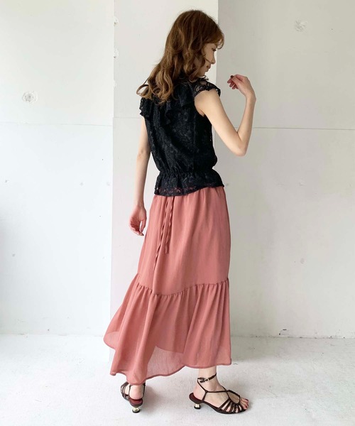 toucher du brise（トゥシェドブリーズ）の「【清水夏姫コラボ】フリル切替総レースブラウス（シャツ/ブラウス・レディース・ブラック/ベージュ/オフホワイト・S/M）」の4枚目の写真