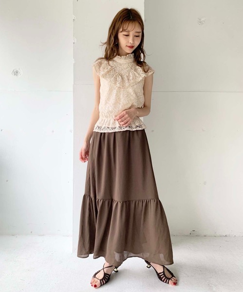 toucher du brise（トゥシェドブリーズ）の「【清水夏姫コラボ】フリル切替総レースブラウス（シャツ/ブラウス・レディース・ブラック/ベージュ/オフホワイト・S/M）」の13枚目の写真