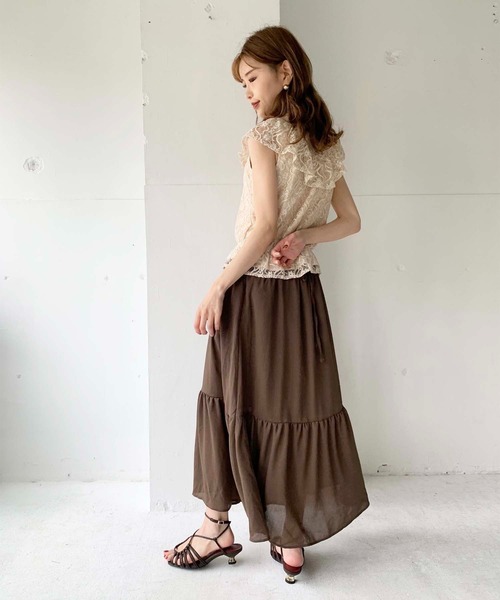 toucher du brise（トゥシェドブリーズ）の「【清水夏姫コラボ】フリル切替総レースブラウス（シャツ/ブラウス・レディース・ブラック/ベージュ/オフホワイト・S/M）」の14枚目の写真