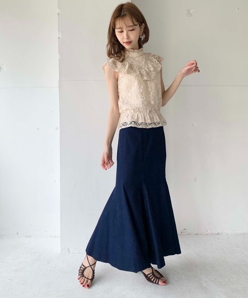 toucher du brise（トゥシェドブリーズ）の「【清水夏姫コラボ】フリル切替総レースブラウス（シャツ/ブラウス・レディース・ブラック/ベージュ/オフホワイト・S/M）」の11枚目の写真