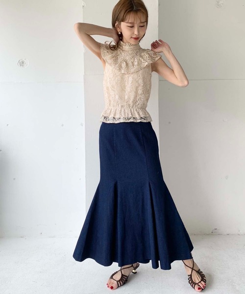 toucher du brise（トゥシェドブリーズ）の「【清水夏姫コラボ】フリル切替総レースブラウス（シャツ/ブラウス・レディース・ブラック/ベージュ/オフホワイト・S/M）」の12枚目の写真