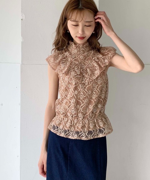 toucher du brise（トゥシェドブリーズ）の「【清水夏姫コラボ】フリル切替総レースブラウス（シャツ/ブラウス・レディース・ブラック/ベージュ/オフホワイト・S/M）」の22枚目の写真