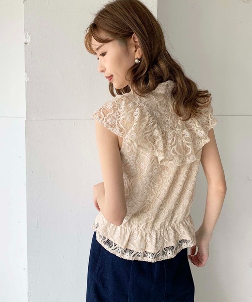 toucher du brise（トゥシェドブリーズ）の「【清水夏姫コラボ】フリル切替総レースブラウス（シャツ/ブラウス・レディース・ブラック/ベージュ/オフホワイト・S/M）」の21枚目の写真