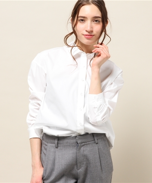 Noble（ノーブル）の「80/-タイプライターストレッチシャツ。（シャツ/ブラウス・レディース・ホワイト/ベージュ/カーキ・FREE）」の13枚目の写真