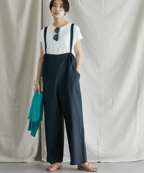 AMERICAN HOLIC（アメリカンホリック）の「綿ピケサロペット（サロペット/オーバーオール・レディース・ネイビー/ライトベージュ・M/L）」の2枚目の写真