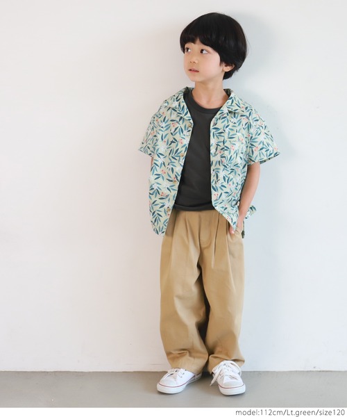 coca(coca)(コカ)の「キッズ 花とつぼみ柄シャツ(シャツ/ブラウス・キッズ・ライトグリーン・100/110/120/130)」の3枚目の写真