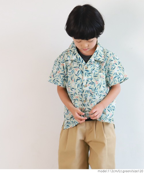 coca(coca)(コカ)の「キッズ 花とつぼみ柄シャツ(シャツ/ブラウス・キッズ・ライトグリーン・100/110/120/130)」の4枚目の写真