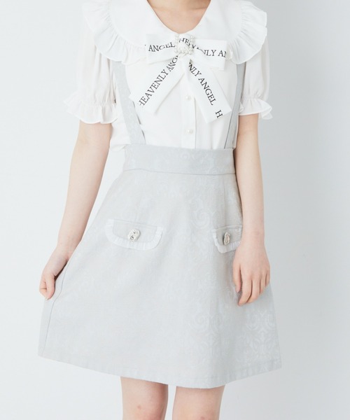 Ank Rouge(アンクルージュ)の「サス付きジャガードSK(スカート・レディース・ブラック/オフホワイト/ブルー・M)」の3枚目の写真