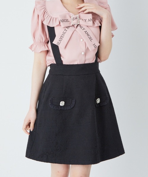 Ank Rouge(アンクルージュ)の「サス付きジャガードSK(スカート・レディース・ブラック/オフホワイト/ブルー・M)」の2枚目の写真