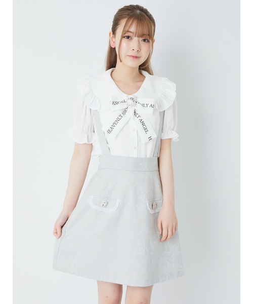 Ank Rouge(アンクルージュ)の「サス付きジャガードSK(スカート・レディース・ブラック/オフホワイト/ブルー・M)」の4枚目の写真