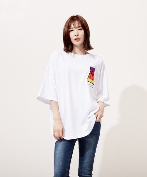 VIBGYOR(ヴィブジョー)の「サガラ刺繍 半袖 C/N(BEY)(Tシャツ/カットソー・メンズ・ホワイト/ブラック/グリーン・MEDIUM/LARGE)」の1枚目の写真