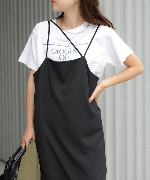 CIAOPANIC TYPY（チャオパニックティピー）の「□とろみアシンメトリーキャミワンピース（ワンピース・レディース・ブラック/ブラウン/カーキ・ONE SIZE）」の4枚目の写真