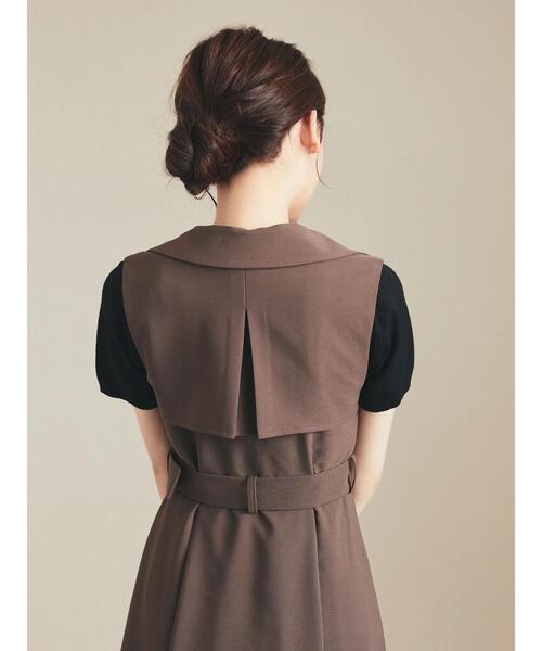 HALUHIROINE（ハルヒロイン）の「トレンチ風ノ-スリーブワンピース（ドレス・レディース・ブラック/ブラウン・FREE）」の4枚目の写真