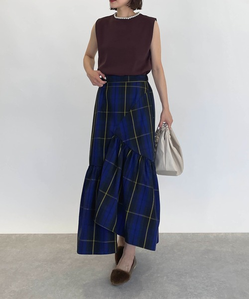 PICCIN(ピッチン)の「アシンメトリーチェックスカート(スカート・レディース・ブラック/ブルー・M/L)」の9枚目の写真