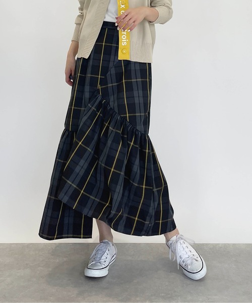 PICCIN(ピッチン)の「アシンメトリーチェックスカート(スカート・レディース・ブラック/ブルー・M/L)」の7枚目の写真