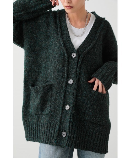 crie conforto(クリーコンフォルト)の「MIXシャギーニットカーディガン(カーディガン/ボレロ・レディース・マスタード/ブラウン/グリーン/グレー/サンドベージュ/ライトブルー・FREE)」の5枚目の写真