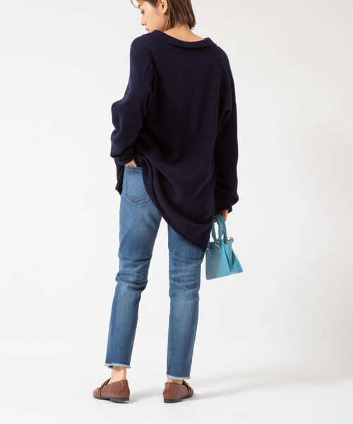 NOLLEY’S（ノーリーズ）の「ウールカシミヤポロ衿ロングニット（ニット/セーター・レディース・ネイビー/ブラウン/ベージュ・FREE）」の11枚目の写真