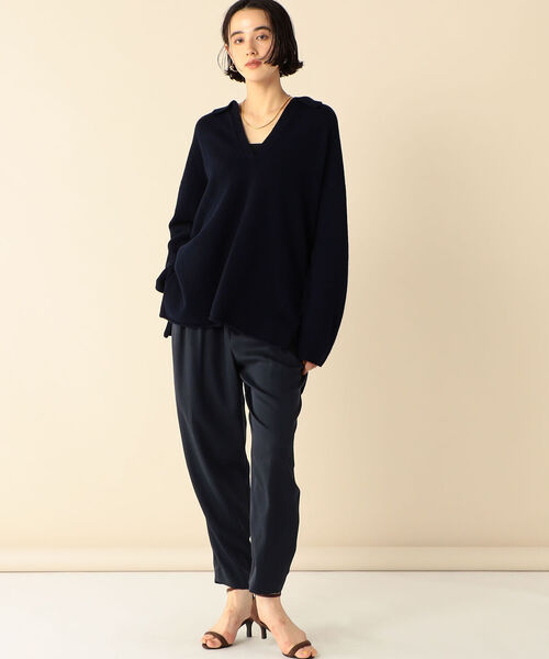 NOLLEY’S（ノーリーズ）の「ウールカシミヤポロ衿ロングニット（ニット/セーター・レディース・ネイビー/ブラウン/ベージュ・FREE）」の12枚目の写真