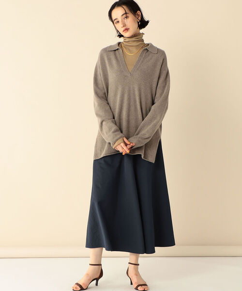 NOLLEY’S（ノーリーズ）の「ウールカシミヤポロ衿ロングニット（ニット/セーター・レディース・ネイビー/ブラウン/ベージュ・FREE）」の15枚目の写真