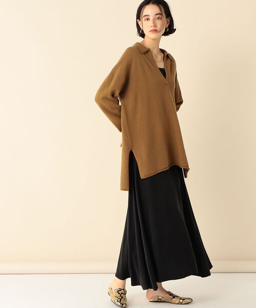 NOLLEY’S（ノーリーズ）の「ウールカシミヤポロ衿ロングニット（ニット/セーター・レディース・ネイビー/ブラウン/ベージュ・FREE）」の18枚目の写真