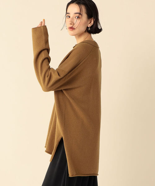 NOLLEY’S（ノーリーズ）の「ウールカシミヤポロ衿ロングニット（ニット/セーター・レディース・ネイビー/ブラウン/ベージュ・FREE）」の20枚目の写真