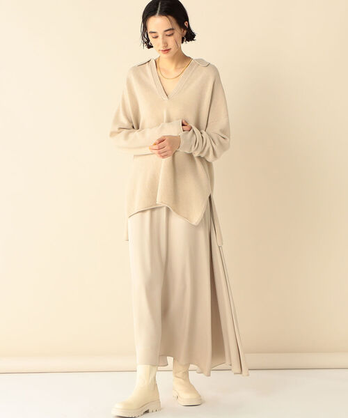 NOLLEY’S（ノーリーズ）の「ウールカシミヤポロ衿ロングニット（ニット/セーター・レディース・ネイビー/ブラウン/ベージュ・FREE）」の21枚目の写真