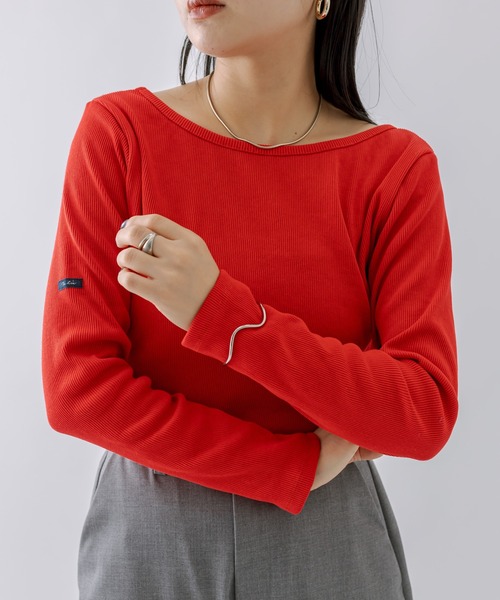 mline（エムライン）の「[mline] チビ長袖ロングTシャツ（Tシャツ/カットソー・レディース・チャコールグレー/ブラック/ベージュ/グリーン/ピンク/オフホワイト/レッド/ブルー・FREE）」の8枚目の写真