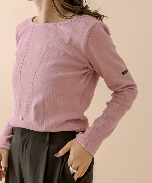 mline（エムライン）の「[mline] チビ長袖ロングTシャツ（Tシャツ/カットソー・レディース・チャコールグレー/ブラック/ベージュ/グリーン/ピンク/オフホワイト/レッド/ブルー・FREE）」の7枚目の写真