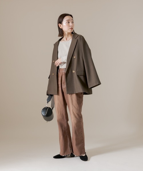 mline（エムライン）の「[mline] チビ長袖ロングTシャツ（Tシャツ/カットソー・レディース・チャコールグレー/ブラック/ベージュ/グリーン/ピンク/オフホワイト/レッド/ブルー・FREE）」の9枚目の写真